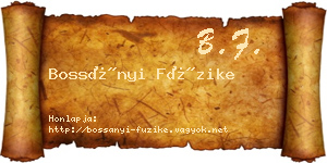 Bossányi Füzike névjegykártya